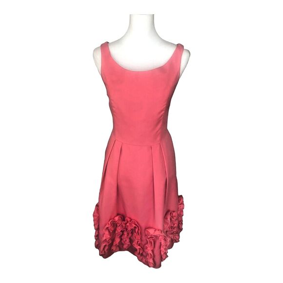 Rare Priscilla of Boston sz 14 Salmon Pink Cocktail Party Ruffle Dress Cotton - Picture 2 of 14